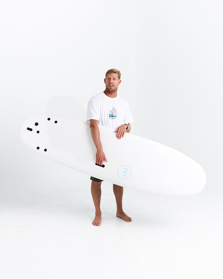 MF BEASTIE SUPERSOFT - WHITE/TEAL – MICK FANNING SOFTBOARDS USA