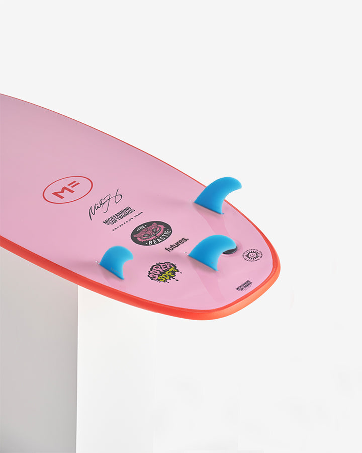 BEASTIE SUPER SOFT - RED/PINK FUTURES – MICK FANNING SOFTBOARDS USA