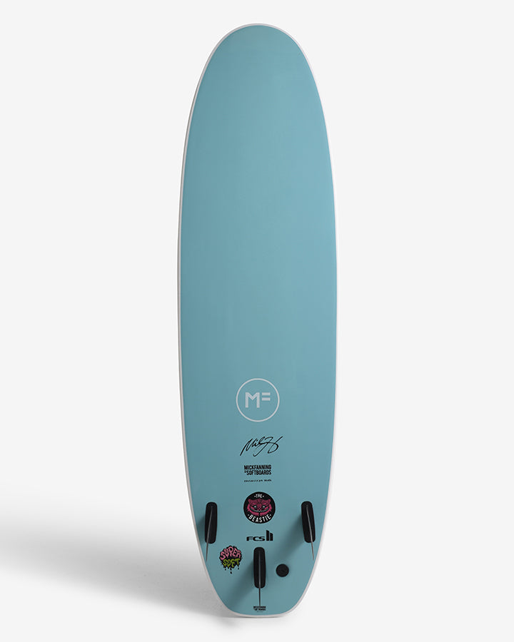MF BEASTIE SUPERSOFT - WHITE/TEAL – MICK FANNING SOFTBOARDS USA